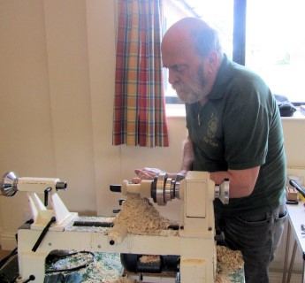Fred making lots of shavings along with his mushroom